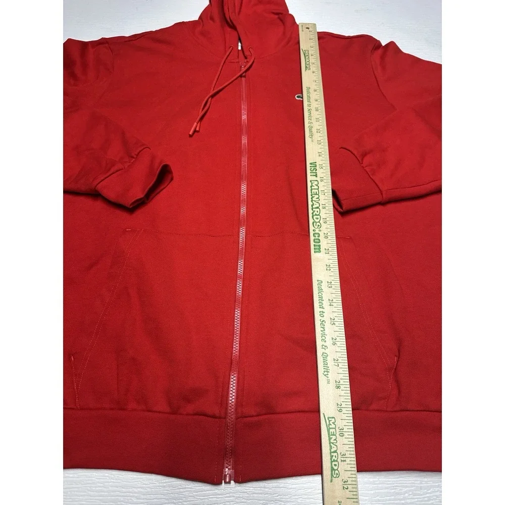 Lacoste Hoodie Men's Size‎ 2XLB Red Full Zip Long Sleeve Sweatshirt Heavyweight